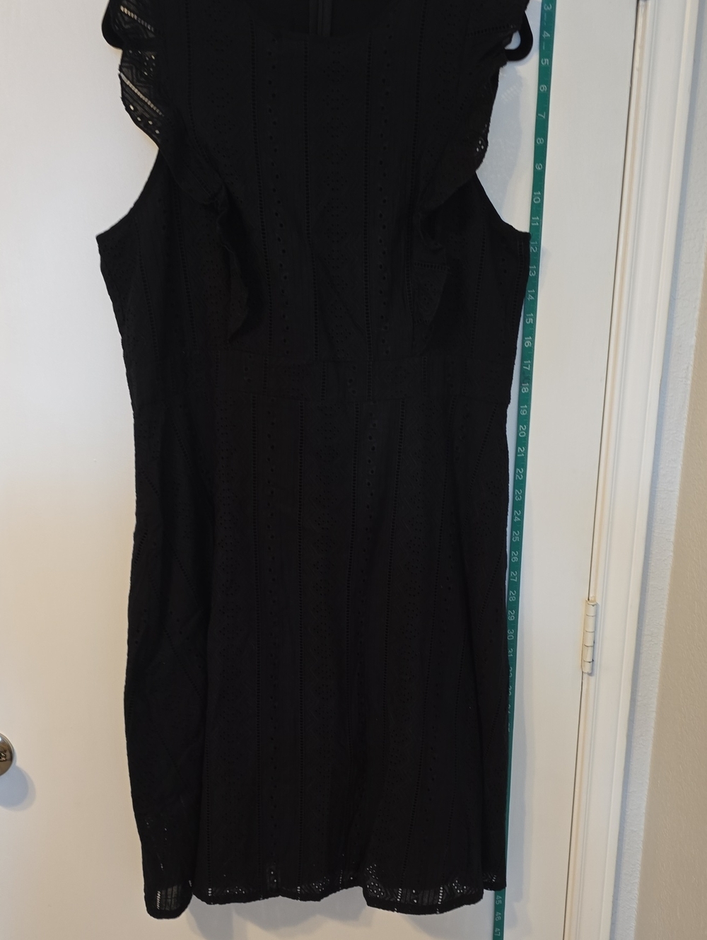 Black Eyelet Ruffle Mini Dress